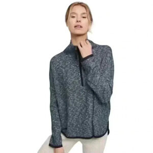 Anthropologie Saturday Sunday Gray Weekender Knit Quarter Zip Pullover Small